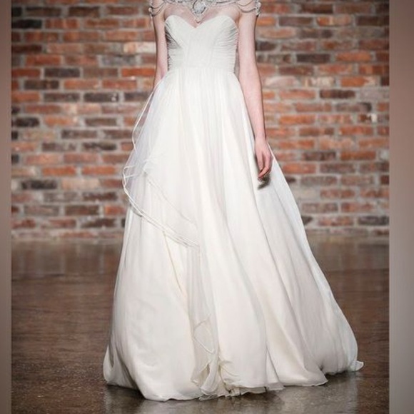 Hayley Paige Paloma 6409 Wedding Bridal Gown Strapless Sweetheart Ivory Size 4 - Picture 6 of 12